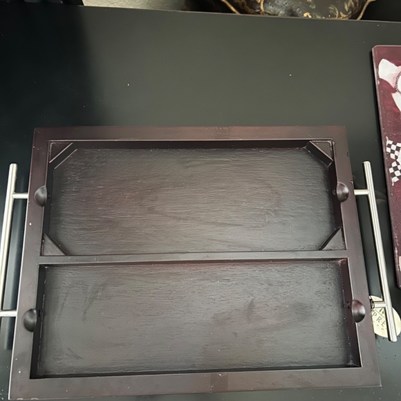 Vintage Wooden Tray Cutting Board/Cheese Board and 3 Appetizer Dishes - Picture 7 of 8